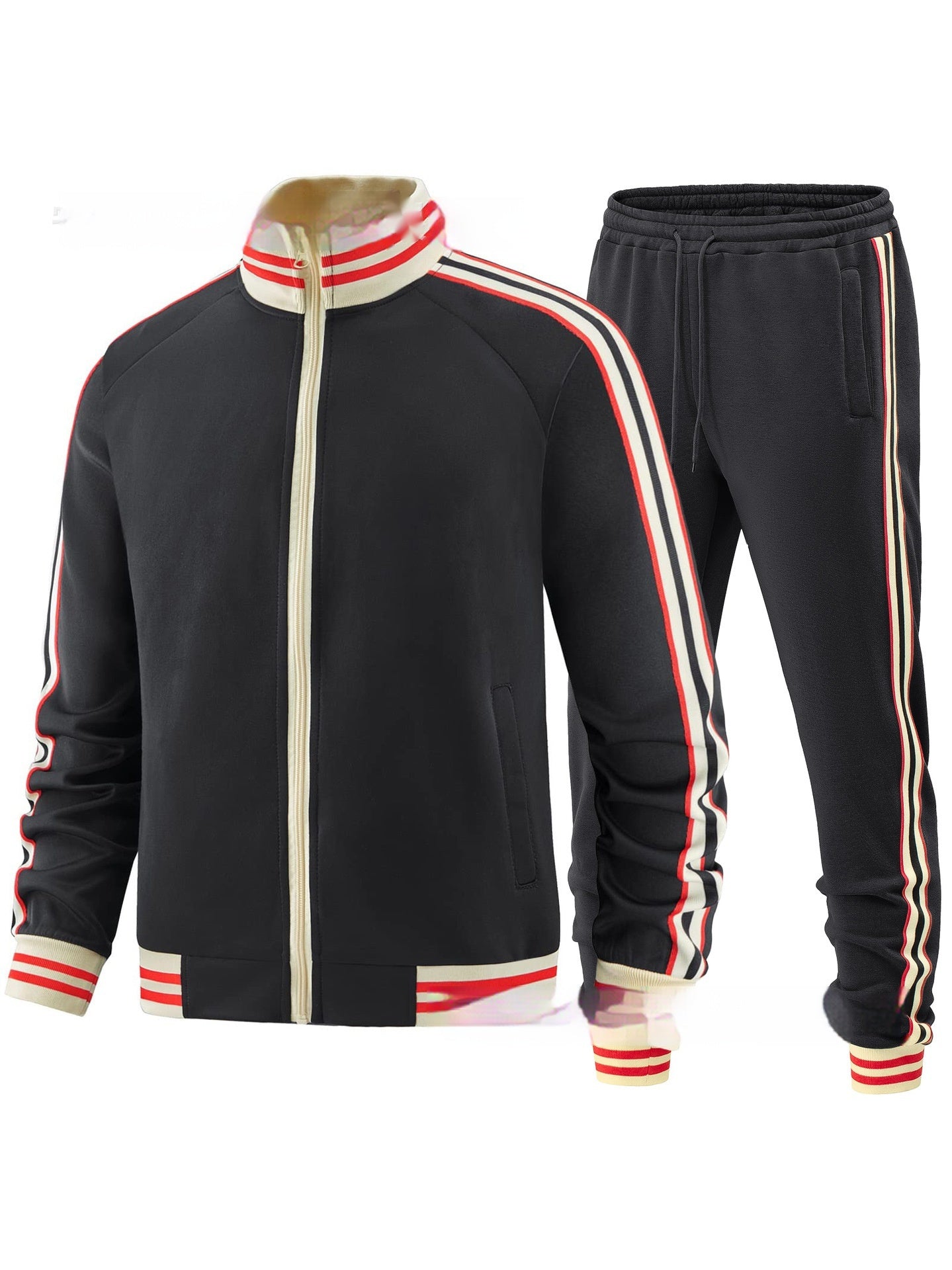 Men’s Color-Block Sports Suit – Casual Two-Piece Jogger Set (Top + Pants) | Winter