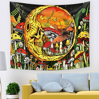 Skull Moon Mushroom Home Decor Tapestry