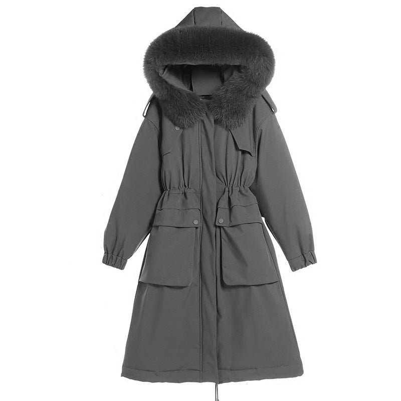 Women’s Parker Down Jacket – Big Fur Collar Loose Fit Winter Coat