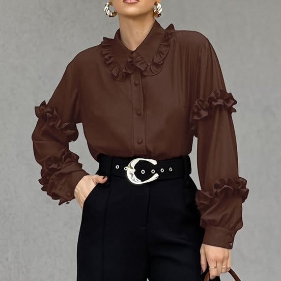 Elegant Temperament Women's Casual Open Front Shirt – Long Sleeve Fashion Top | Winter