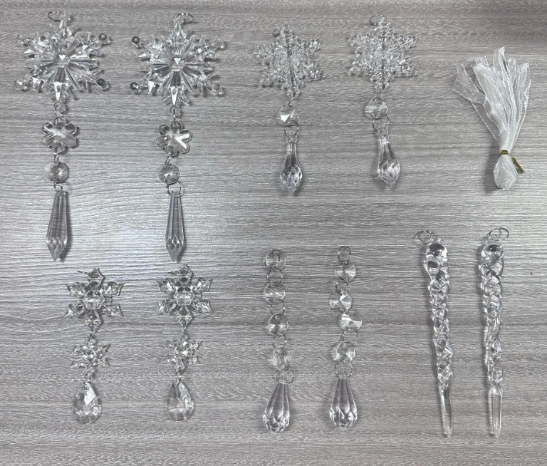 10pcs Christmas Tree Hanging Pendants Acrylic Ice Strip Snow Ceiling Ornaments ✨
