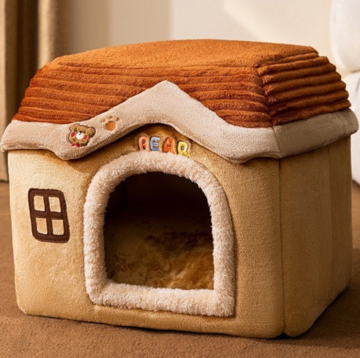Foldable Dog & Cat House – Winter Warm Pet Kennel ❄️