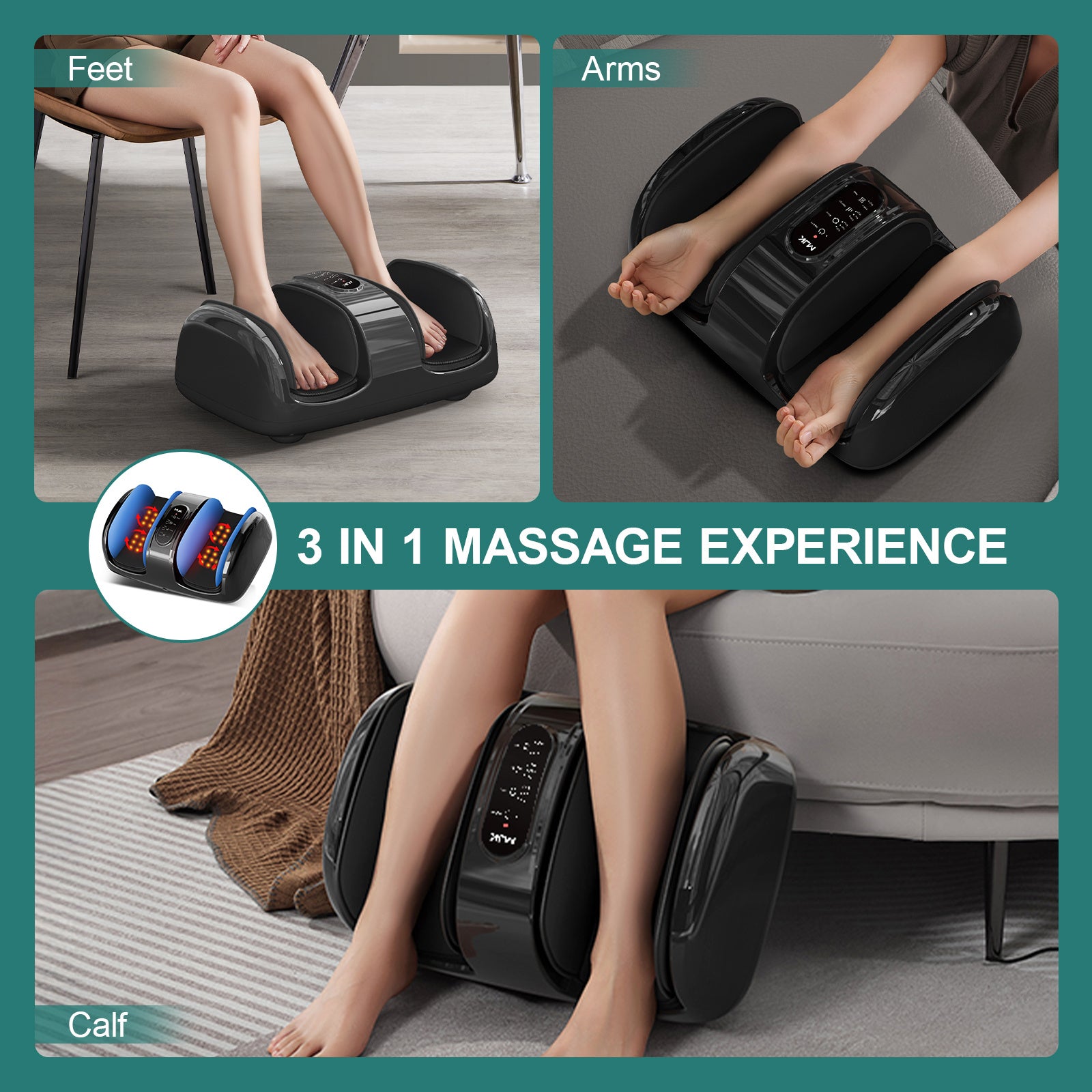 Smart Foot Massager With 3D Air Compression & Heating 15 Min Auto Timer  Quiet Design Office Home Relaxation Essential - GM Traders