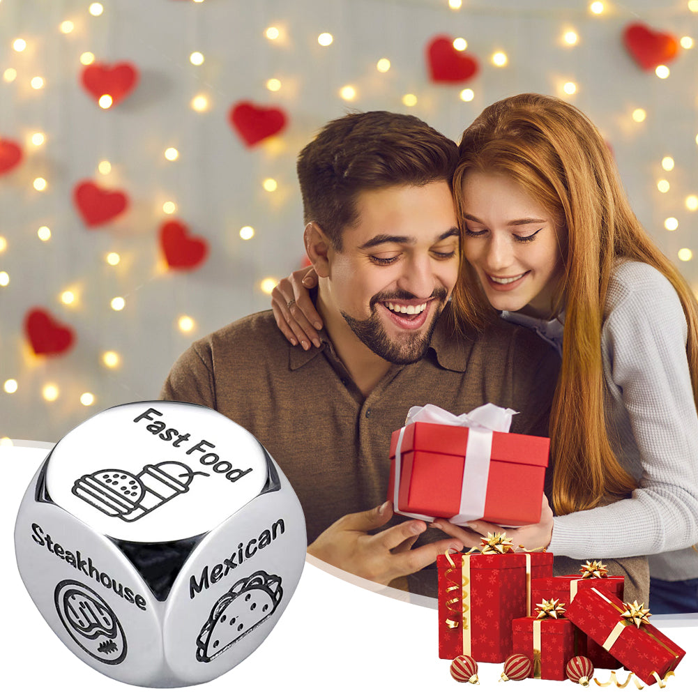 Funny Decision Dice for Couples - Date Night Games Toy - Stainless Steel Food & Movie Chooser Gift, Valentine Gift , Anniversary Gift