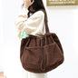 Ins Corduroy Shoulder Bags Drawstring Multi-pocket Handbag Women Underarm Bags - GM Traders