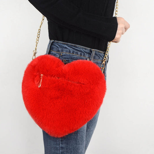 Love Bags For Women Plush Chain Shoulder Bags Valentine's Day Party Bag - GM Traders
