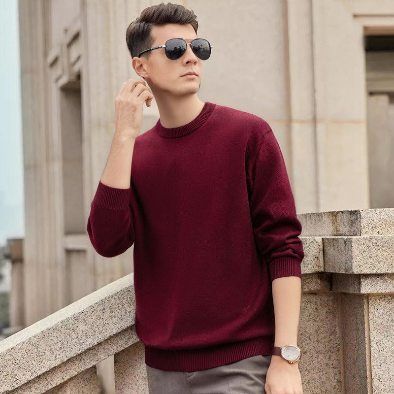 Men’s Thickened Cotton Knit Base Layer Top | Slim Fit Warm-Keeping Pullover