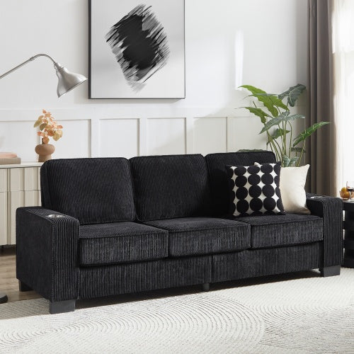 83.86Corduroy Fabric Sofa,Modern Compressed Couch,3-Seater Sofa, Furniture For Living Room,Bedroom,office - GM Traders