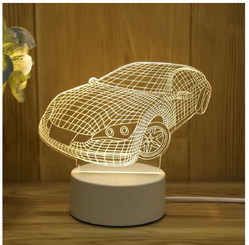 3D Illusion Acrylic USB LED Night Light Lamp - Xmas Home Decor & Valentine's Day Gift