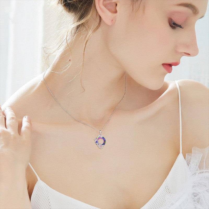 S925 Colorful Crystal Rose Pendant Lucky Wheel Transfer Item Jewelry - GM Traders