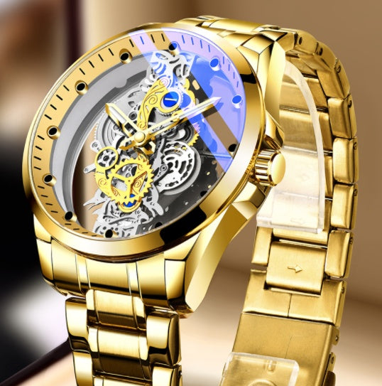 Men Watch Skeleton Automatic Quartz Watch Gold Skeleton Vintage Man Watch Mens Watches Top Brand Luxury - GM Traders