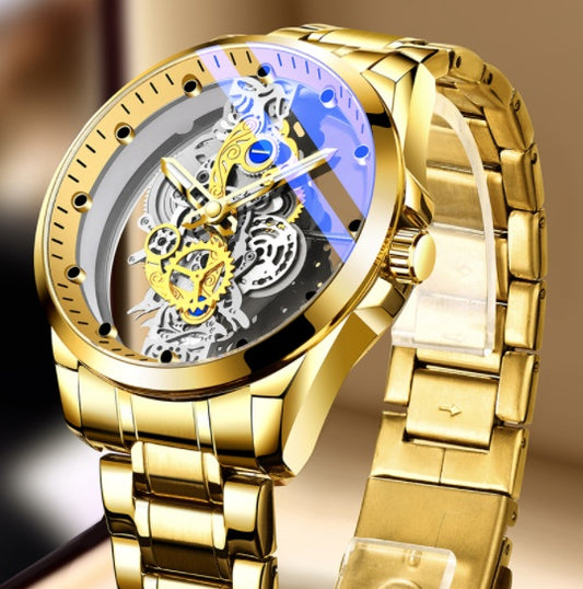 Men Watch Skeleton Automatic Quartz Watch Gold Skeleton Vintage Man Watch Mens Watches Top Brand Luxury - GM Traders