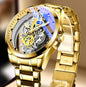 Men Watch Skeleton Automatic Quartz Watch Gold Skeleton Vintage Man Watch Mens Watches Top Brand Luxury - GM Traders
