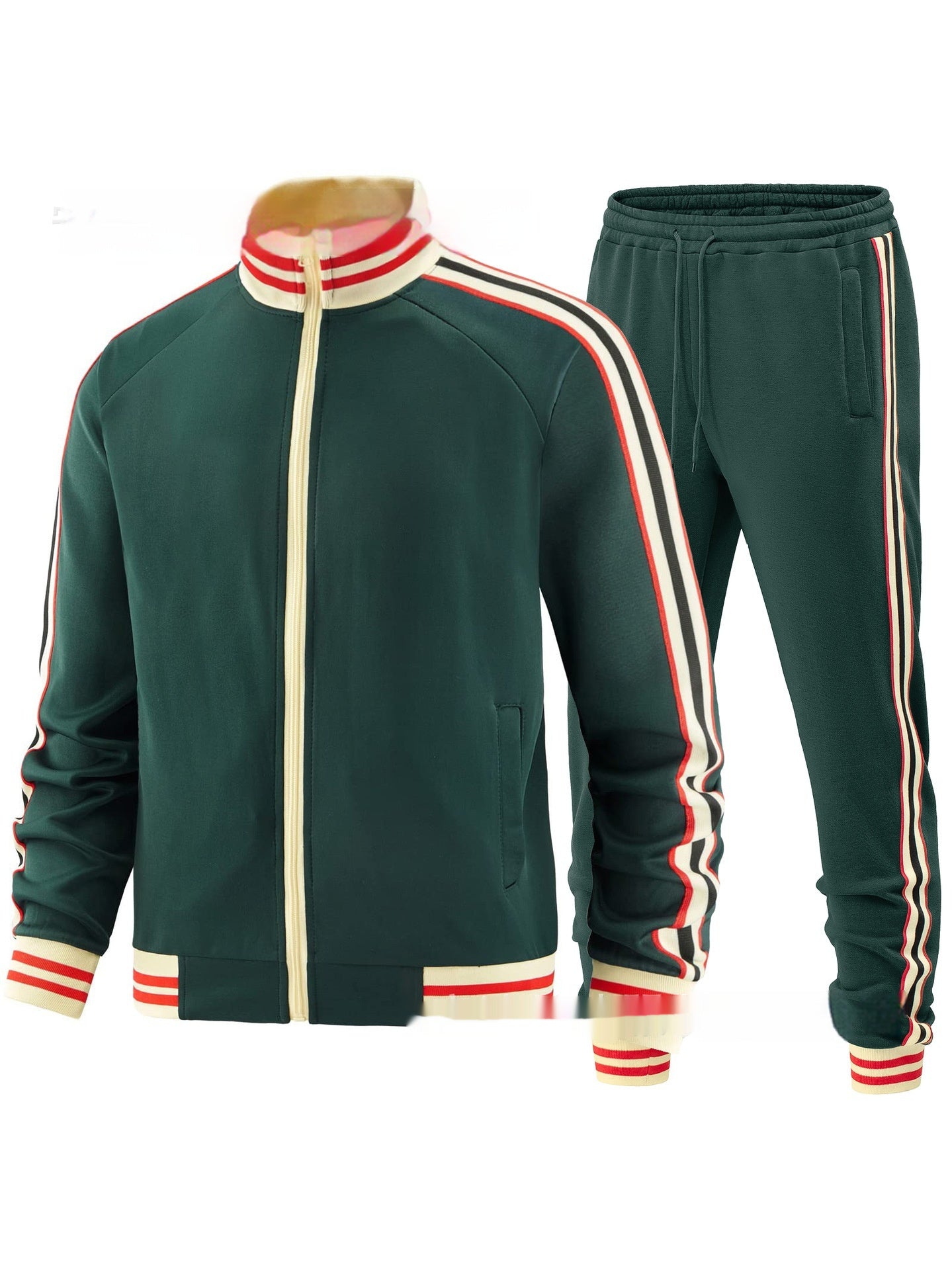Men’s Color-Block Sports Suit – Casual Two-Piece Jogger Set (Top + Pants) | Winter