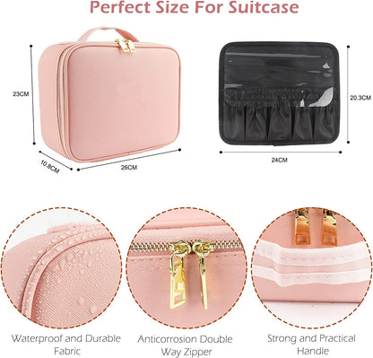 Multifunctional Partition Portable Waterproof Large Capacity Led Mirror Cosmetic Bag