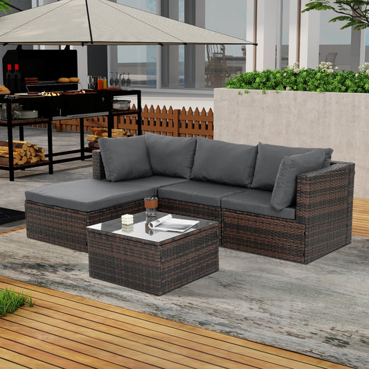 Patio Furniture, Outdoor Furniture, Seasonal PE Wicker Furniture, 5 Set Wicker Furniture With Temper - GM Traders