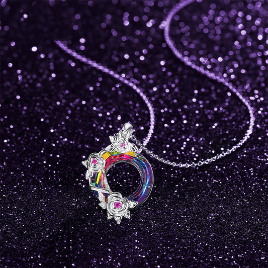 S925 Colorful Crystal Rose Pendant Lucky Wheel Transfer Item Jewelry - GM Traders