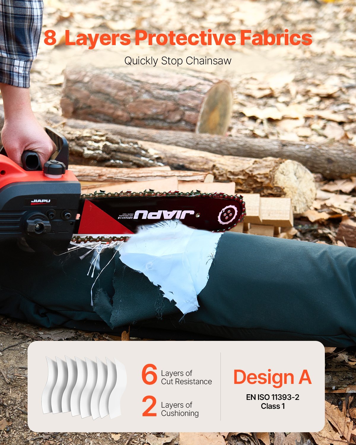 Class A Chainsaw Chaps Wrap – 8-Layer Protective Safety Pants with Adjustable Belt & Gear Pocket (Men/Women)