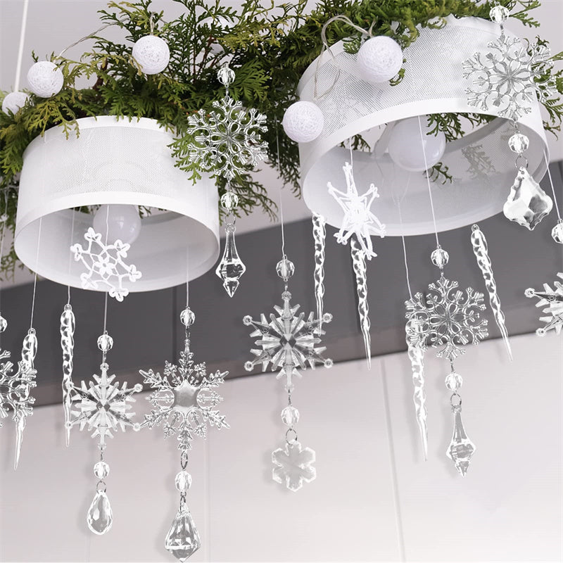 10pcs Christmas Tree Hanging Pendants Acrylic Ice Strip Snow Ceiling Ornaments ✨
