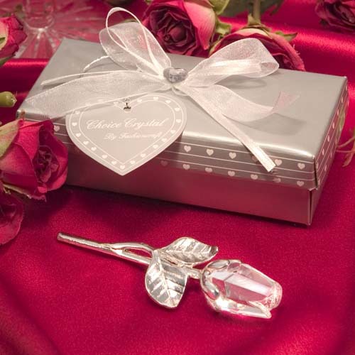 Metal & White Crystal Rose Decorations - Pastoral Style Valentine's Day Gift & Home Decor - Anniversary Gift