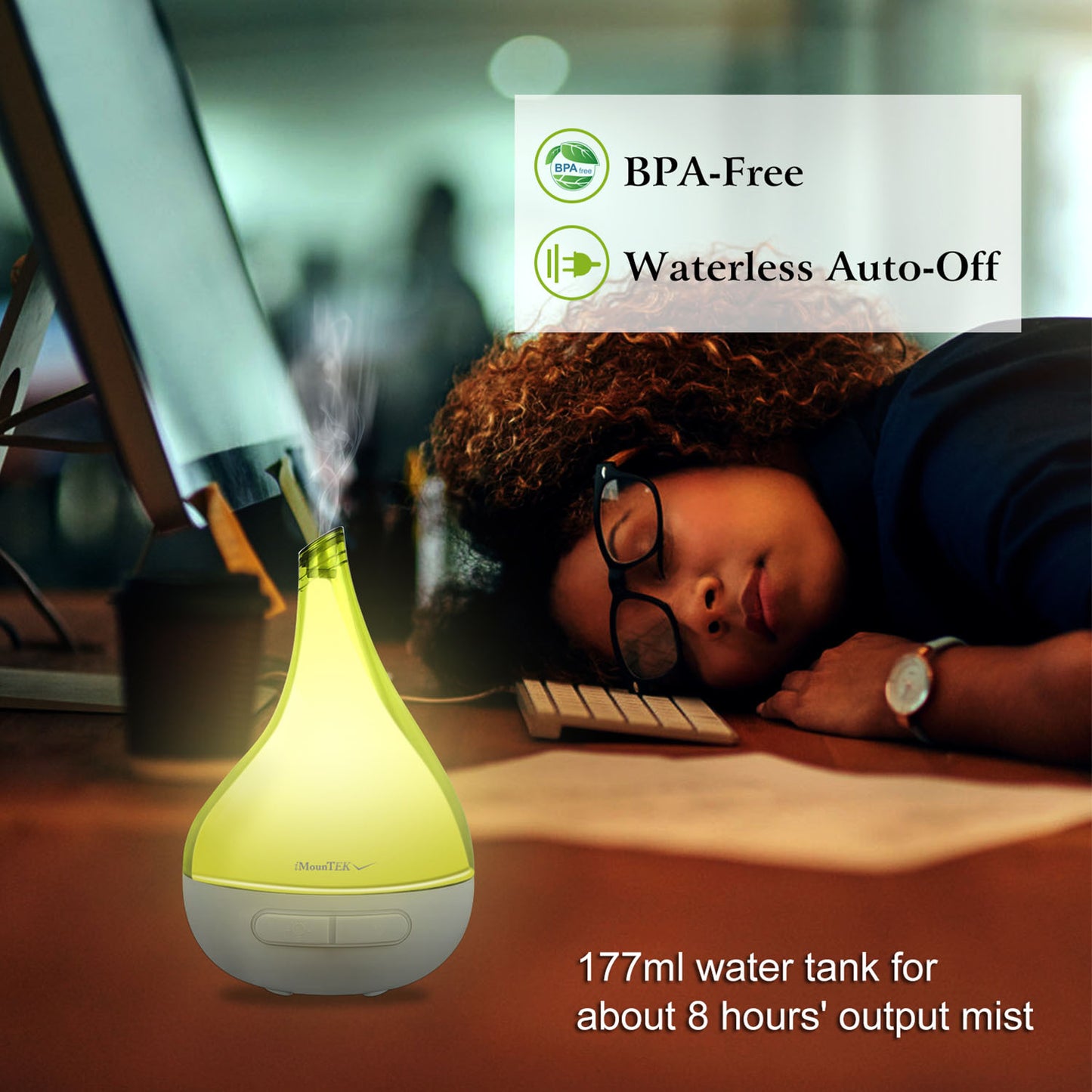 1Pc Drop Shaped Cool Mist Humidifier Ultrasonic Aroma Essential Oil Diffuser With LED Light For Office Home Room Vehicle Study Yoga Spa - GM Traders