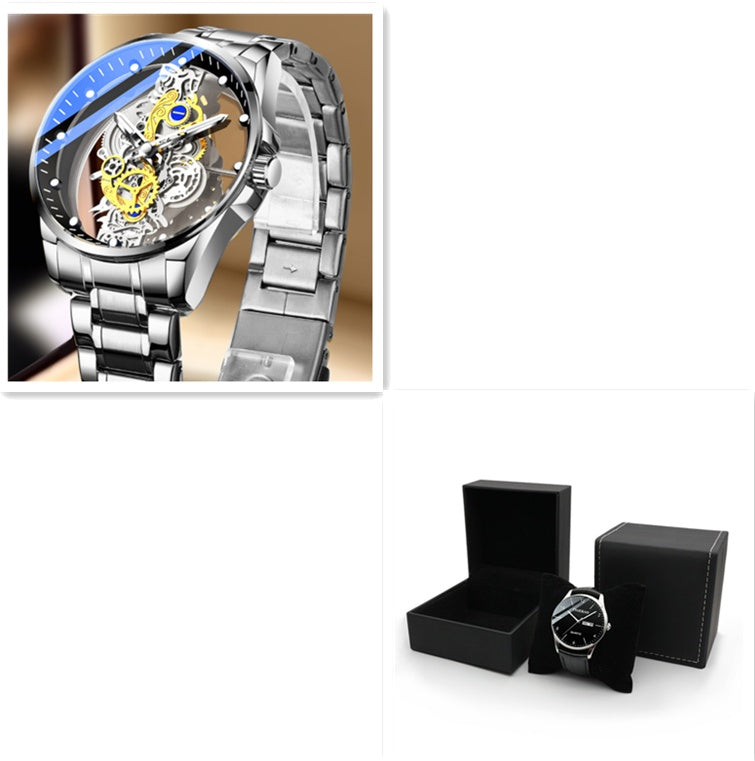 Men Watch Skeleton Automatic Quartz Watch Gold Skeleton Vintage Man Watch Mens Watches Top Brand Luxury - GM Traders