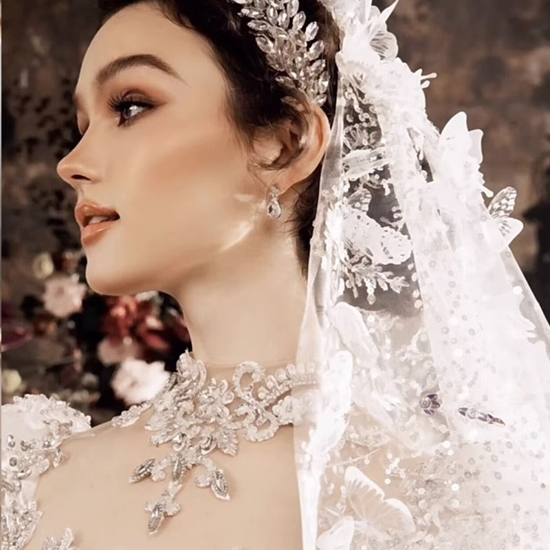 European-Style Royal Court Princess Lace Dress | Heavy Industry Floor-Length Sequined Gown